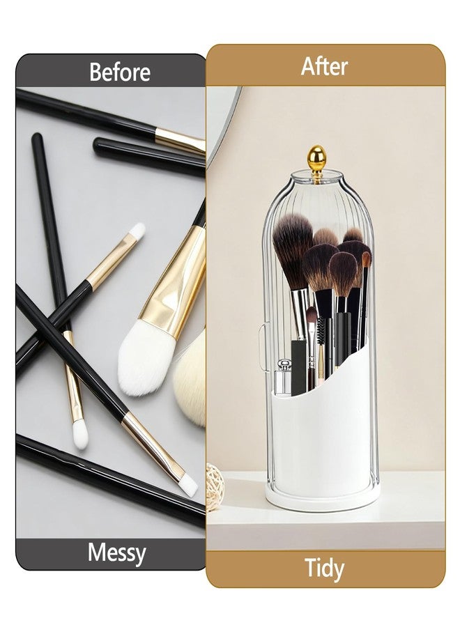 BSDLZCH Toothbrush Holder with Cover, 360 Rotating Dust-proof Toothbrush Holder 3 Slots Rotating Makeup Brush Holder for Vanity Bathroom Countertop Organizer (Transparent) - Image 4